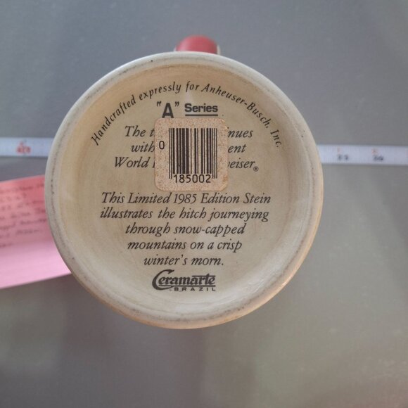 1985 Budweiser “A” Series Clydesdale Beer Stein Limited Edition Ceramarte Brazil - Picture 8 of 11